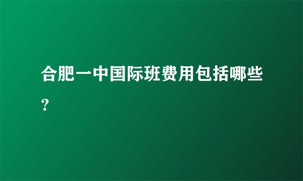 合肥一中国际班费用包括哪些?