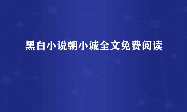 黑白小说朝小诚全文免费阅读