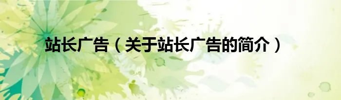 站长广告(关于站长广告的简介)