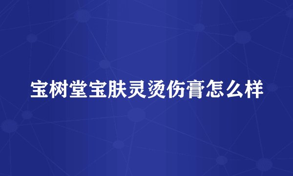 宝树堂宝肤灵烫伤膏怎么样