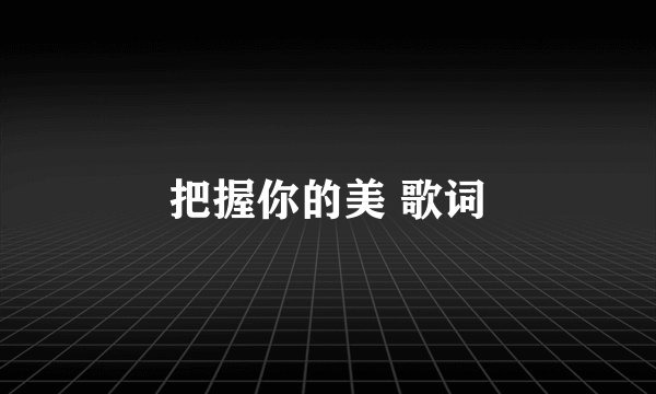 把握你的美 歌词