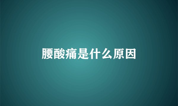 腰酸痛是什么原因