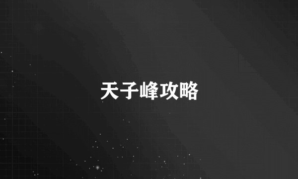 天子峰攻略