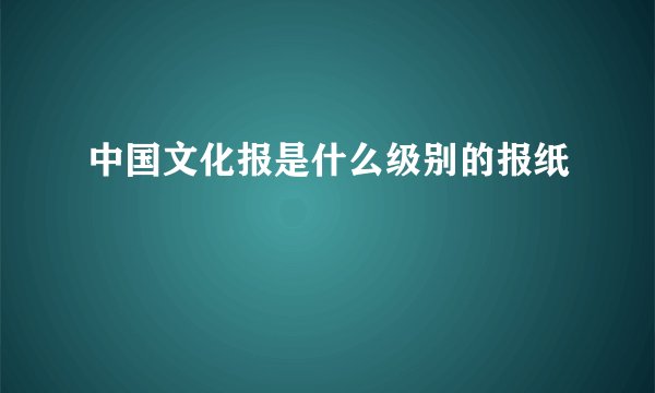 中国文化报是什么级别的报纸