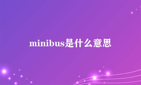 minibus是什么意思