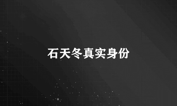 石天冬真实身份