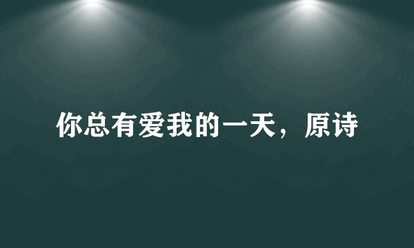 你总有爱我的一天，原诗