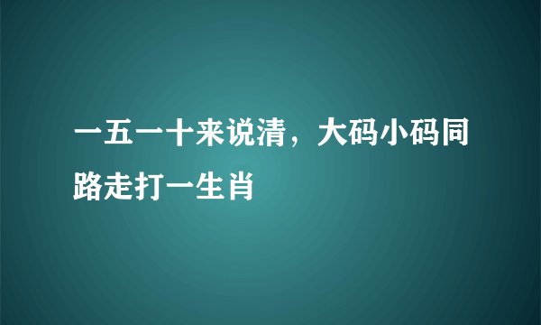 一五一十来说清，大码小码同路走打一生肖