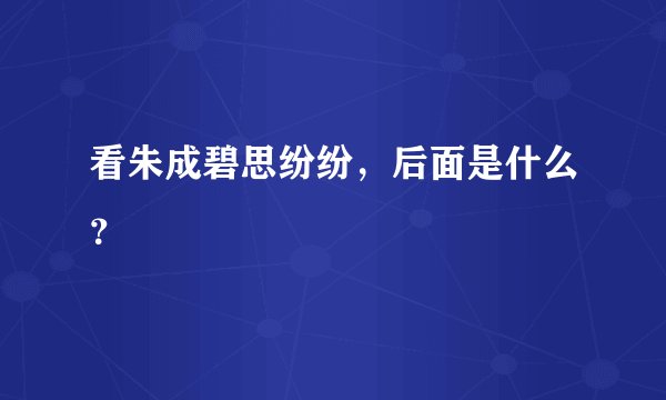 看朱成碧思纷纷，后面是什么？