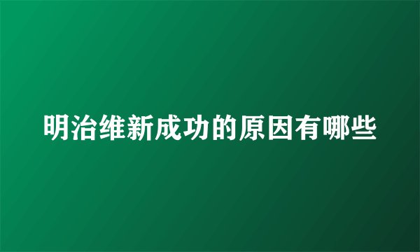 明治维新成功的原因有哪些