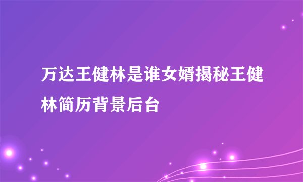 万达王健林是谁女婿揭秘王健林简历背景后台