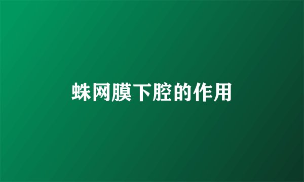 蛛网膜下腔的作用