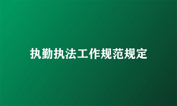 执勤执法工作规范规定
