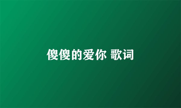 傻傻的爱你 歌词