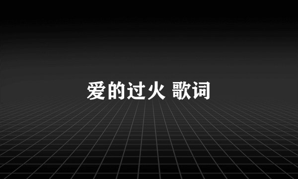 爱的过火 歌词