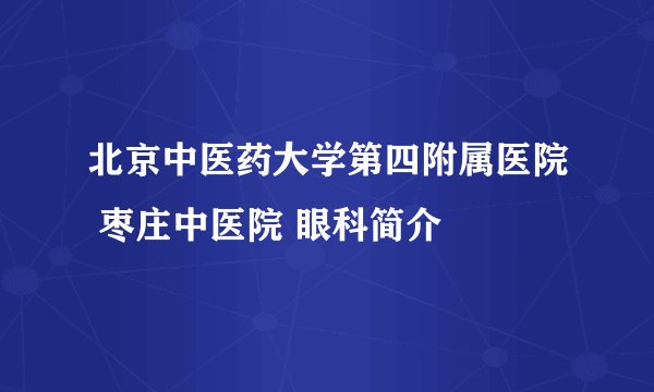 北京中医药大学第四附属医院 枣庄中医院 眼科简介
