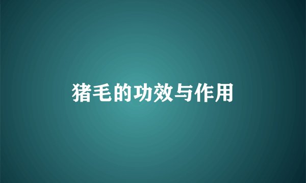 猪毛的功效与作用