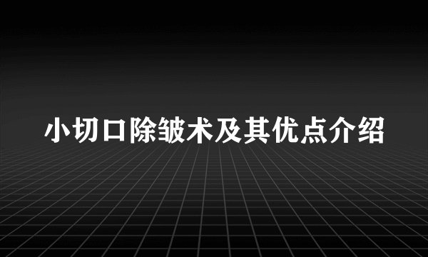 小切口除皱术及其优点介绍