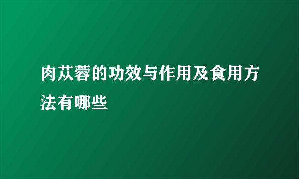 肉苁蓉的功效与作用及食用方法有哪些