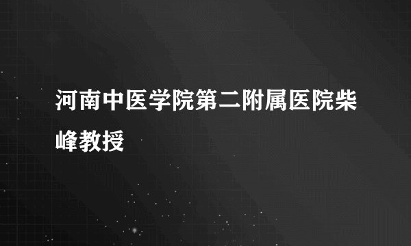 河南中医学院第二附属医院柴峰教授