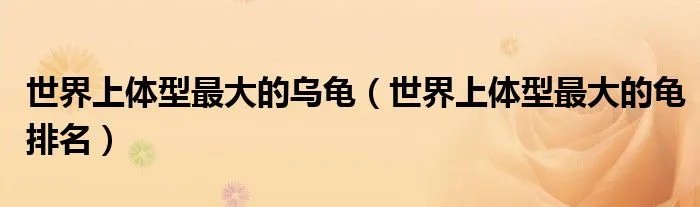 世界上体型最大的乌龟（世界上体型最大的龟排名）