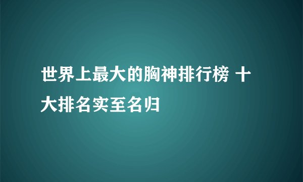 世界上最大的胸神排行榜 十大排名实至名归
