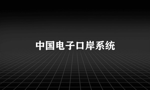 中国电子口岸系统