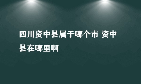四川资中县属于哪个市 资中县在哪里啊