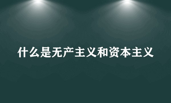 什么是无产主义和资本主义