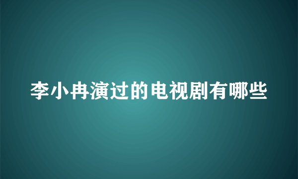 李小冉演过的电视剧有哪些