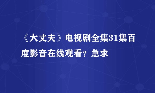《大丈夫》电视剧全集31集百度影音在线观看？急求