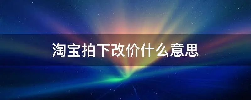 淘宝拍下改价什么意思