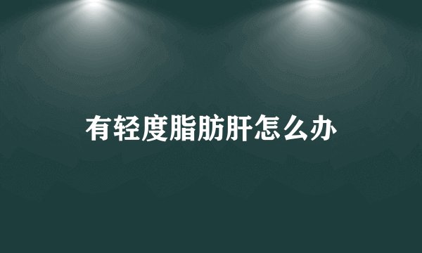 有轻度脂肪肝怎么办
