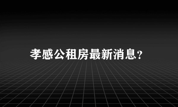 孝感公租房最新消息?