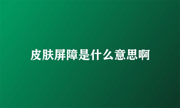 皮肤屏障是什么意思啊