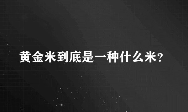 黄金米到底是一种什么米？