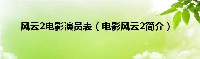 风云2电影演员表（电影风云2简介）