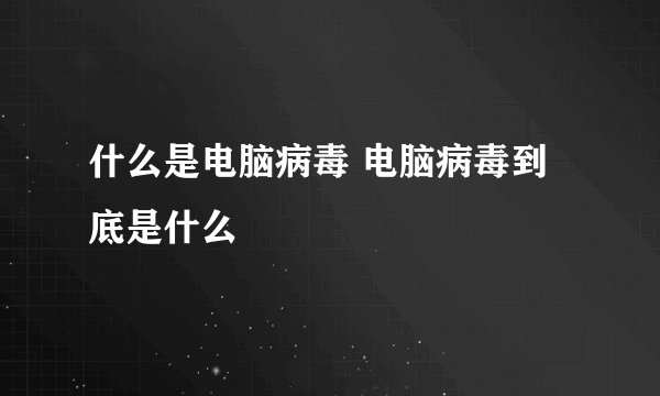 什么是电脑病毒 电脑病毒到底是什么