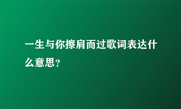 一生与你擦肩而过歌词表达什么意思？