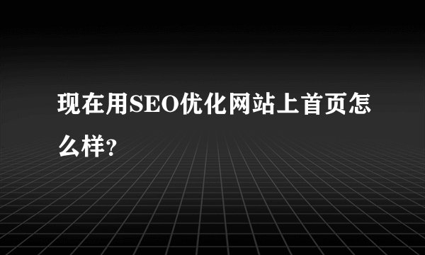 现在用SEO优化网站上首页怎么样?