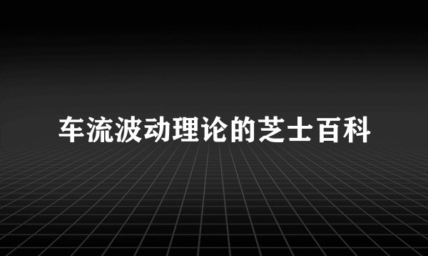车流波动理论的芝士百科