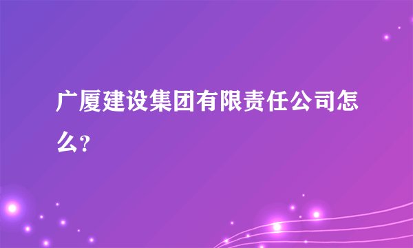 广厦建设集团有限责任公司怎么?