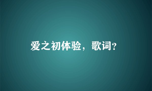 爱之初体验，歌词？
