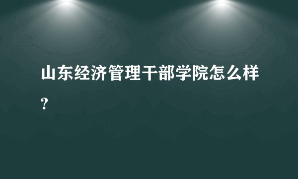 山东经济管理干部学院怎么样？