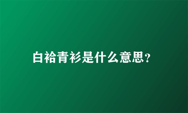 白袷青衫是什么意思？