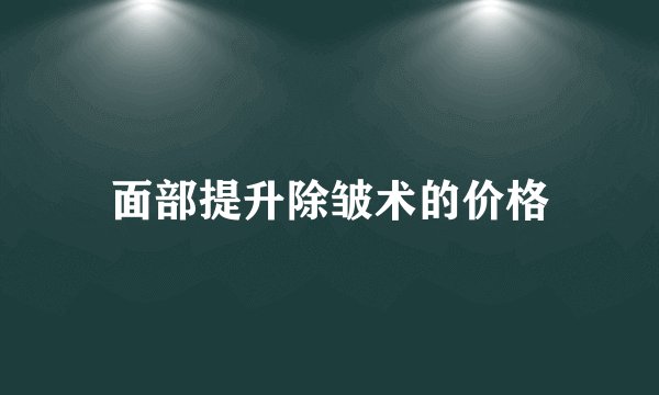 面部提升除皱术的价格