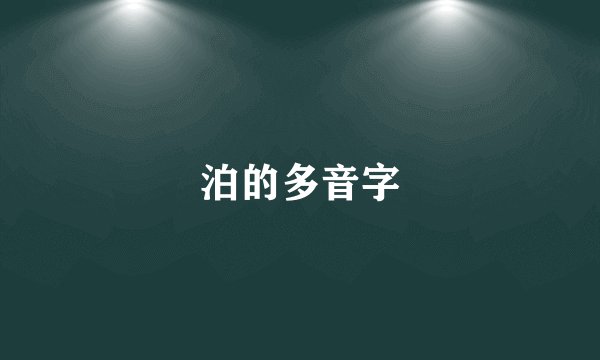 泊的多音字