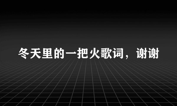冬天里的一把火歌词，谢谢