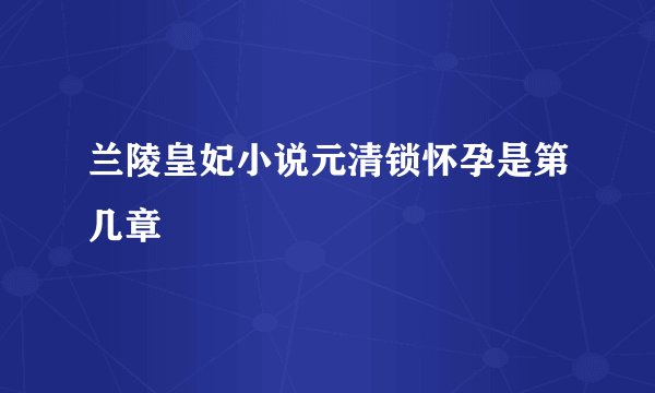 兰陵皇妃小说元清锁怀孕是第几章