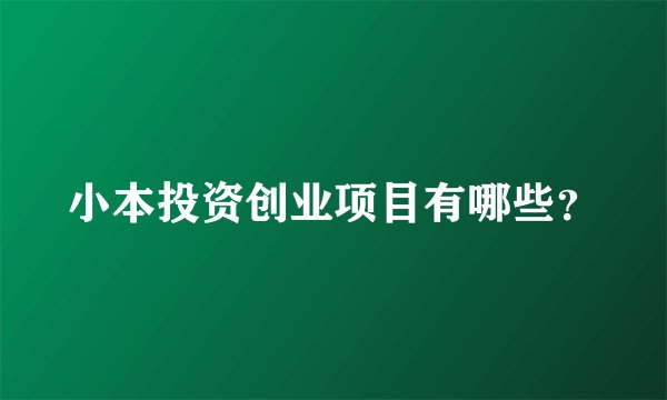 小本投资创业项目有哪些？